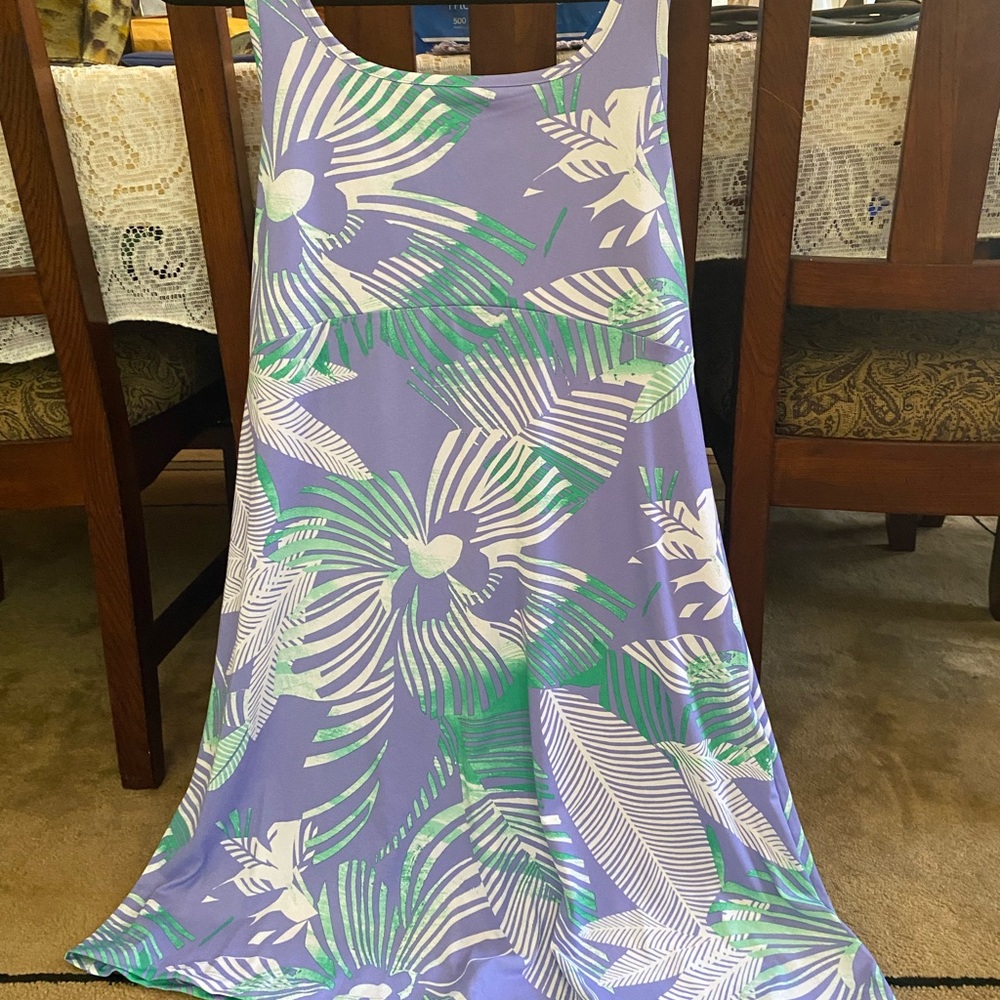 Columbia Tropical Print Purple and Green Dress